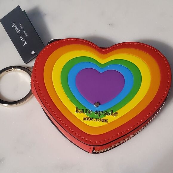 Kate Spade Rainbow Heart Coin Purse/Keychan/Charm - Picture 3 of 6